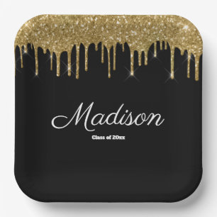 Assiettes En Carton Classe Black and Gold Graduation Party de 2025