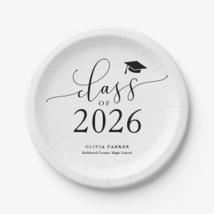 Assiettes En Carton Classe blanche de 2025 Graduation Party