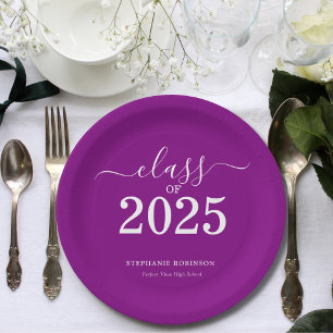 Assiettes En Carton Classe de 2025 Purple Graduation Party