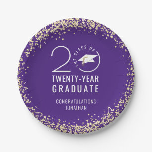 Assiettes En Carton Classe de Graduation Moderne Année Confetti d'or p