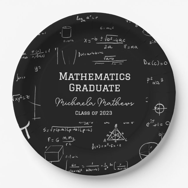Assiettes En Carton Classe de mathématiques de typographie de 2023 (Devant)