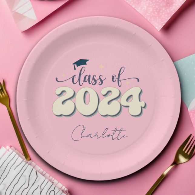 Assiettes En Carton Classe De Rose Rétro De 2024 (Créateur téléchargé)