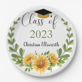 Assiettes En Carton Classe de Sunflower Wreath Grad Party 2023