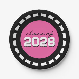 Assiettes En Carton Classe Pink & Black Filmstrip Année