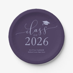 Assiettes En Carton Classe pourpre de 2025 Graduation Party