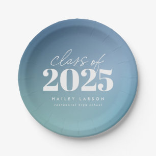 Assiettes En Carton Classe tendance de 2024 Blue Gradient Graduation