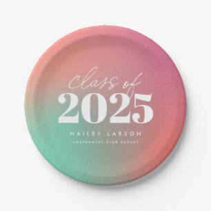 Assiettes En Carton Classe tendance de 2024 Pink Gradient Graduation
