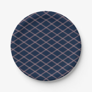 Assiettes En Carton Classic Elegance Navy et Pink Art Déco
