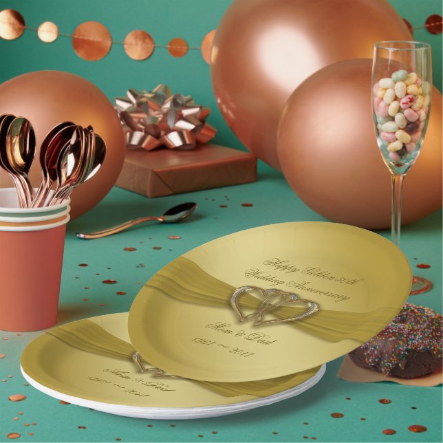 Assiettes En Carton Classic Golden 50e Anniversaire Plaque en papier (Multi)