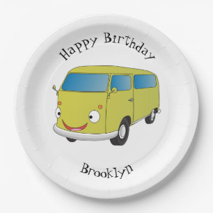 Assiettes En Carton Classic lime green van cartoon