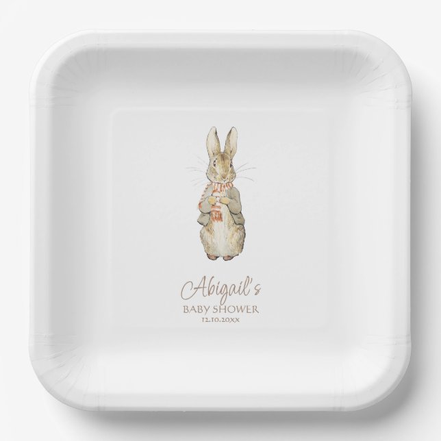 Assiettes En Carton Classic Pierre le Baby shower lapin (Recto)