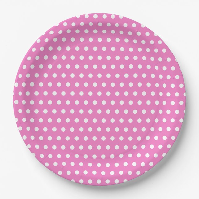 Assiettes En Carton Classic Pink and White Polka Dot Party (Devant)