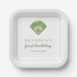 Assiettes En Carton Classic Preppy Baseball First Birthday Rookie One 
