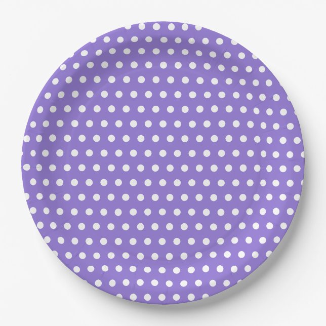 Assiettes En Carton Classic Purple and White Polka Dot Party (Devant)