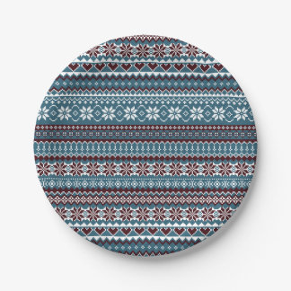 Assiettes En Carton Classic Scandinavian Christmas Sweater Pattern