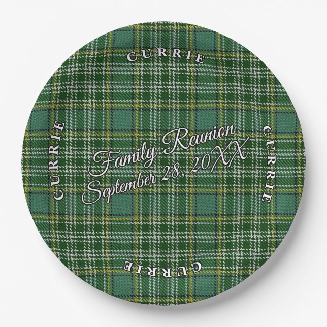 Assiettes En Carton Classic Scots Clan Currie Tartan Event (Devant)