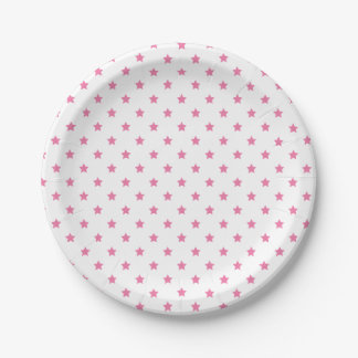 Assiettes En Carton Classic Stars Fuchsia Pink - White