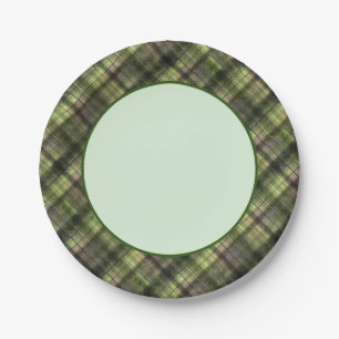 Assiettes En Carton Classique écossais écossais vert écossais