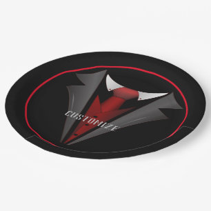 Assiettes En Carton Classy Gentleman Red Cravate 2