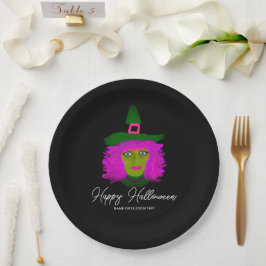 Assiettes En Carton Classy Halloween Glam Witch Party Personnalisé