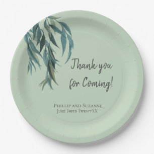Assiettes En Carton Classy Sage Green Willow Branch Mariage botanique