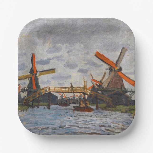 Assiettes En Carton Claude Monet - Windmills près de Zaandam (Recto)