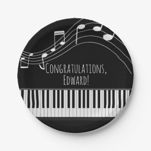 Assiettes En Carton Clavier de piano et notes musicales