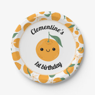 Assiettes En Carton Clémentine personnalisée Tangérine Cutie Orange
