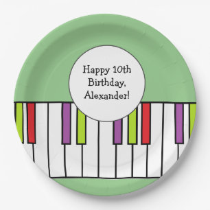 Assiettes En Carton Clés de Piano Musique Fête d'Anniversaire Âge Pers