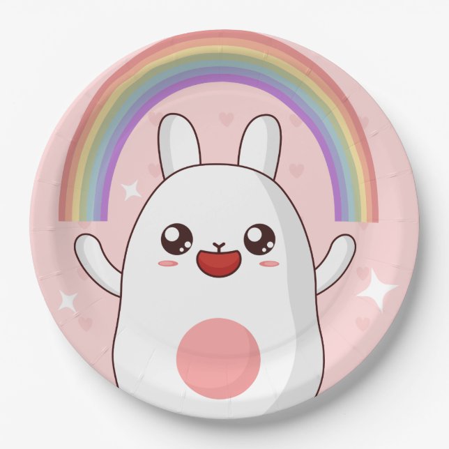 Assiettes En Carton Clipart arc-en-ciel de Kawaii (Devant)