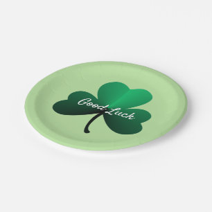 Assiettes En Carton Clocher vert à trois feuilles