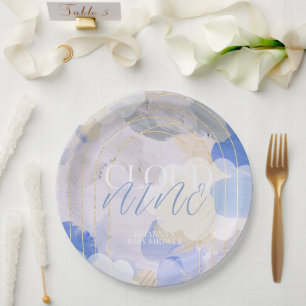 Assiettes En Carton Cloud 9 Gouache Peinture Baby shower de brosse