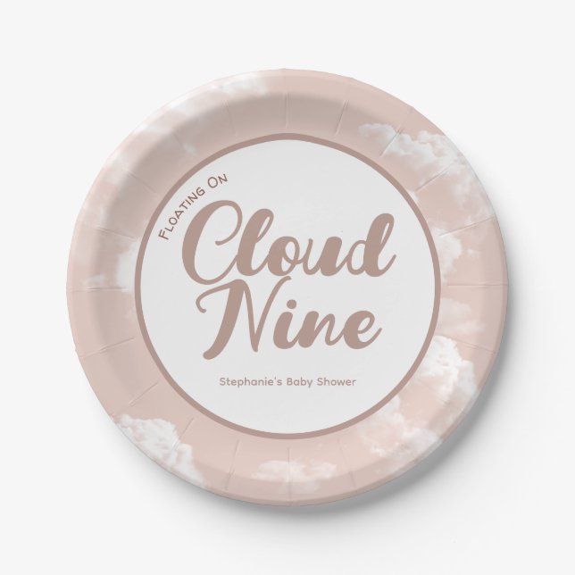 Assiettes En Carton Cloud Neuf Ciel - Baby shower personnalisé jetable (Devant)