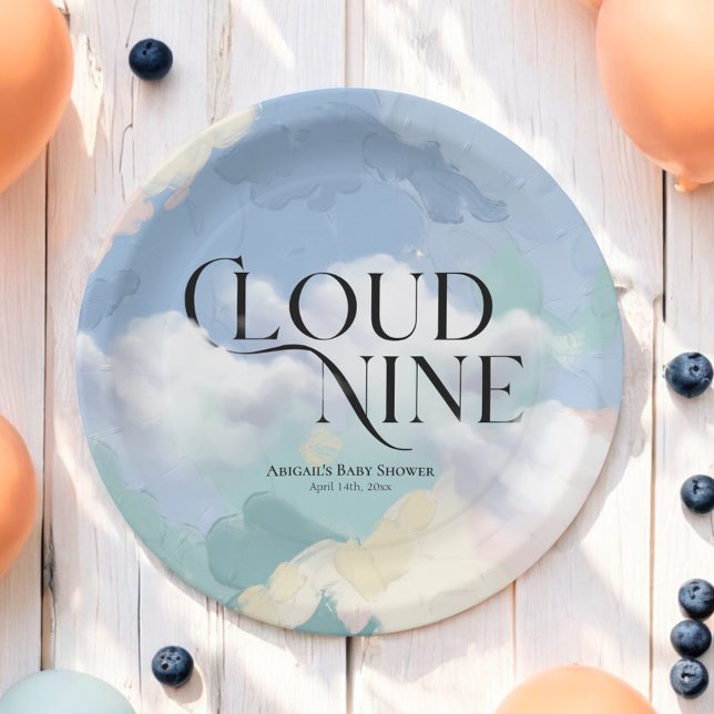 Assiettes En Carton Cloud Neuf Élégant Baby shower Pastel (Créateur téléchargé)