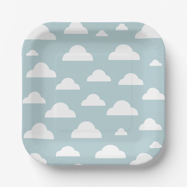 Assiettes En Carton Clouds Anniversaire de enfant Party (Recto)