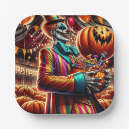 Assiettes En Carton Clown effrayant avec Jack O' Lantern Halloween
