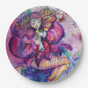 Assiettes En Carton CLown rose ET HIBOU MUSICAL