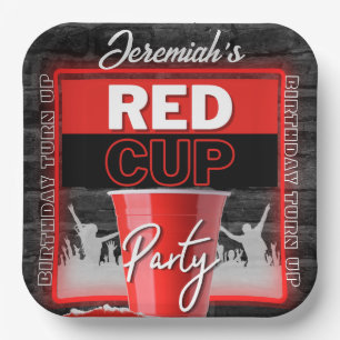 Assiettes En Carton Club de la Coupe Rouge   Grunge Style Flyer Annive