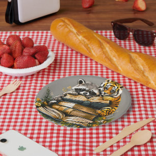 Assiettes En Carton Club vintage de livres de bois