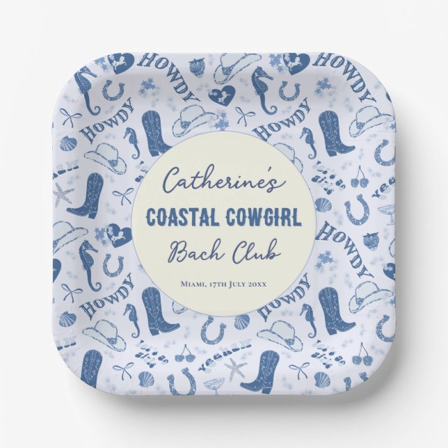 Assiettes En Carton Coastal Cowgirl Bach Club Motif amusant (Recto)