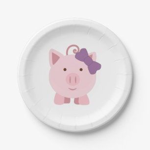 Assiettes En Carton Cochon fille mignonne