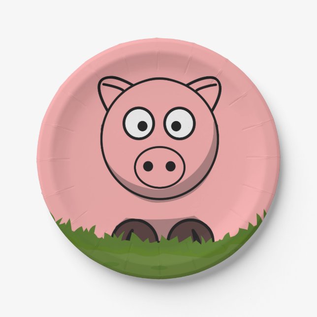 Assiettes En Carton Cochon rond (Devant)