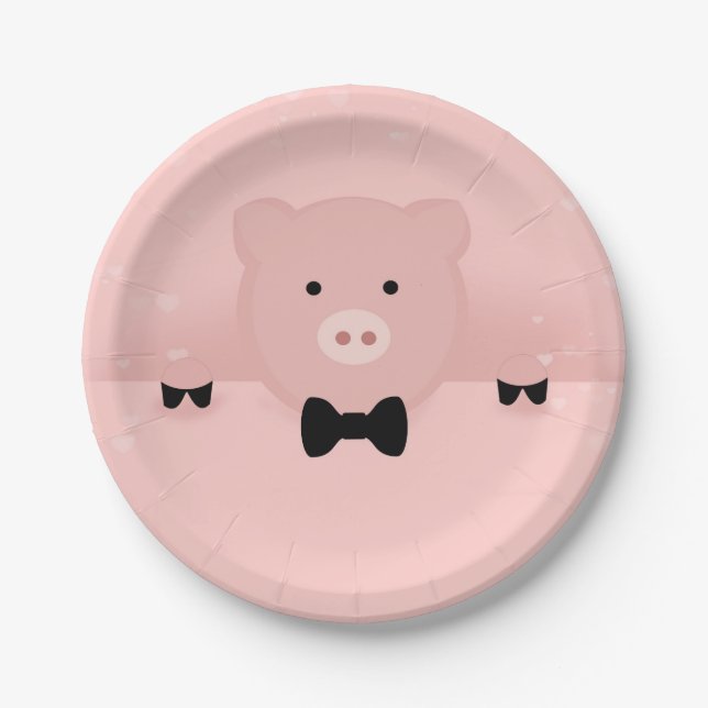 Assiettes En Carton Cochon rose Whimsical (Devant)