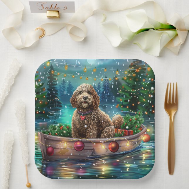 Assiettes En Carton Cockapoo Christmas Festive Voyage (Mariage)