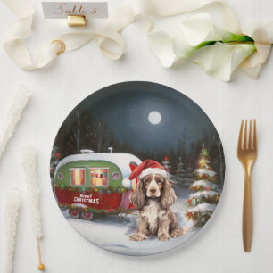 Assiettes En Carton Cocker d'hiver Spaniel Caravan Christmas Adventure