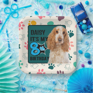Assiettes En Carton Cocker Spaniel Soirée personnalisée de 8e annivers
