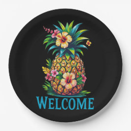 Assiettes En Carton Cocktail d'ananas tropical Bienvenue