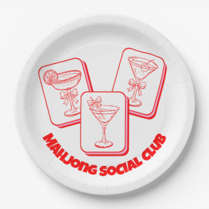 Assiettes En Carton Cocktail de la Saint-Valentin Mahjong