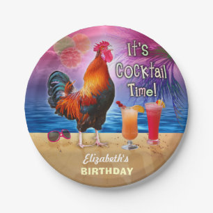 Assiettes En Carton Cocktail Party Tropical Rooster Funny Anniversaire