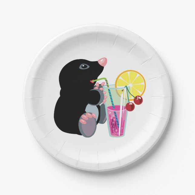 Assiettes En Carton cocktail potable de taupe de bande dessinée (Devant)